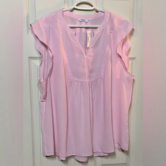 Light Pink Ruffle Sleeve Blouse - Picture 1 of 3